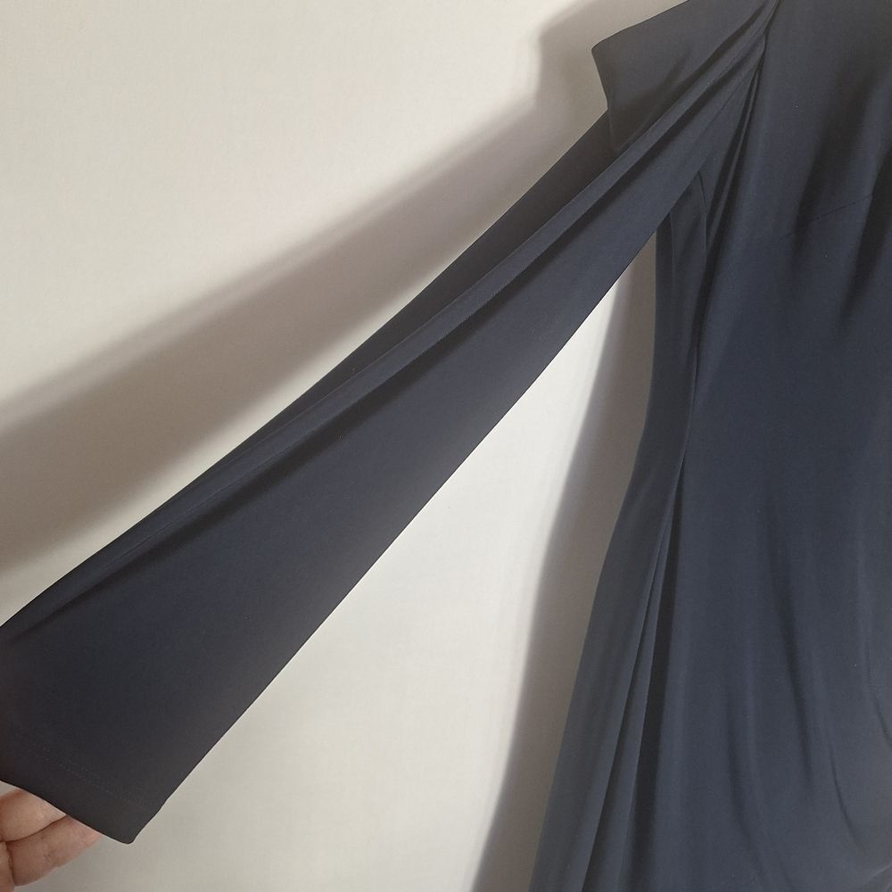 Lauren Ralph Lauren Navy Evening Dress Slinky Cold Shoulder Size 12 Womens - Picture 11 of 15